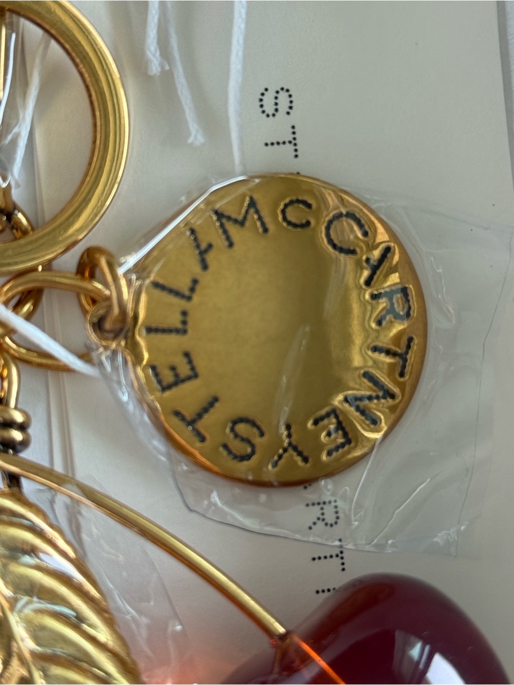 Stella McCartney Gold-tone Keychain with Red Cherry Charms - Picture 3 of 4